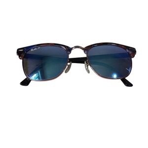 Ray-Ban Clubmaster RB3016 1256/51 Tortoise Blue Mirror Polarized Sunglasses 51mm